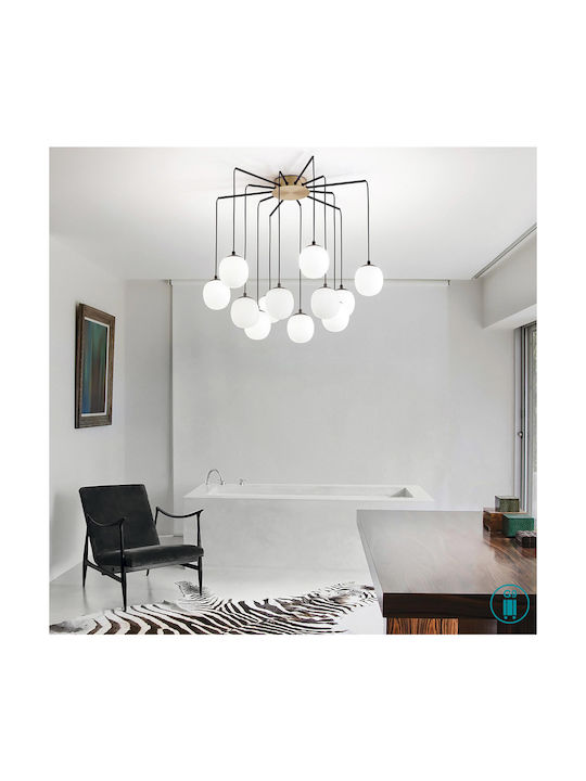 Φωτιστικό Οροφής Rhapsody 236957 65x54/56cm 12xG9 15W Black Ideal Lux